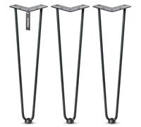 HOLZBRINK Gambe in metallo modello hairpin nero 43 cm (3 pezzi) HLT-12A | Gambe per panca, tavolino e mobili fai da te | Design vintage, stile industriale, resistenza elevata