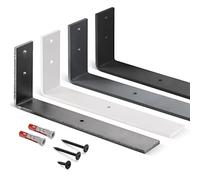 HOLZBRINK Staffa reggi mensola in metallo, supporto per mensole da parete, mensola fai-da-te, supporto, Bianco 300x100x40 mm, 6 pezzi, HLR-L-300-9016