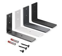 HOLZBRINK Staffa reggi mensola in metallo, supporto per mensole da parete, mensola fai-da-te, supporto, Nero 150x100x40 mm, 2 pezzi, HLR-L-150-9005