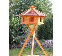 holzdekoladen Maxi Casetta per Uccelli Casa per Gli Uccelli con E Senza Supporto 67 x 45 cm Trattata Tipo 5.1 - Rosso, mit Ständer