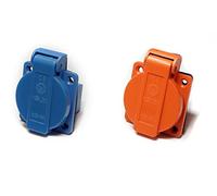 HOLZER 8 pezzi/presa da incasso Schuko, 16 A, per ambienti umidi, PA6, con guarnizione a flangia (4 x blu/4 x arancione)
