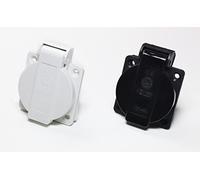 HOLZER 8 pezzi/presa da incasso Schuko presa di montaggio 16A per ambienti umidi / PA6 / + guarnizione a flangia (4 x bianco/4 x nero)