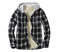 Holzfäller Camicia Termica Uomo Foderata Con Cappuccio A Quadretti Teddy-Fleece Camicia di Flanella Manica Lunga Cerniera Camicia A Quadretti Camicia Con Cappuccio Camicia-Giacca Camicia Da Boscaiolo