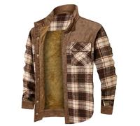 Holzfäller Camicia Termica Uomo Foderata Con Cappuccio A Quadretti Teddy-Fleece Camicia di Flanella Maniche Lunghe Cerniera Camicia A Quadretti Camicia Con Cappuccio Camicia-Giacca Camicia Da