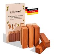 HOLZHELD - Elegante set da intaglio in legno di cembro, ontano e europ. ciliegia - naturale e sostenibile, grandi blocchi di legno non trattati da intaglio (14 x 3,5 x 3,5 cm), con 8 pezzi