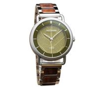 HOLZKERN Orologio solare da uomo Lauri Noce/Verde foglia