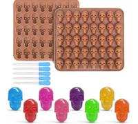 Holzsammlung 1 confezione da 40 stampi in silicone per caramelle, mini teschio, per cioccolato, gelatina, caramelle, cubetti di ghiaccio (colore casuale)