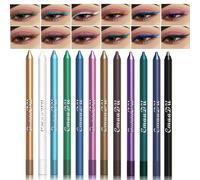 Holzsammlung 12 Colors Eyeliner Colorati Set,Impermeabile Opaco Ombretto Stick Diamond Glitter Metallo Ombretto,Lunga Durata Shimmer Ombretti Penna con Temperino