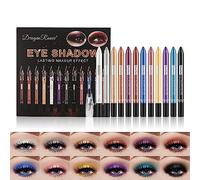 Holzsammlung 12 Crema Ombretto Stick Opaco Altamente Pigmentato, Diamond Glitter Metallo Occhi, Brillantemente Lunga Durata Shimmer Penna with Temperino