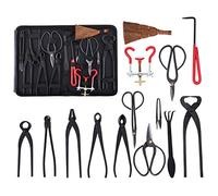 Holzsammlung 14 Pezzi Set di Attrezzi da Giardinaggio, Forbici Bonsai in Acciaio al Carbonio, Attrezzi Bonsai Include Pinze, Forbici, Potatura Bonsai, Mini Rastrello, Pala a Punta Tonda