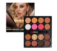 Holzsammlung 16 Colori Contour Palette, Impermeabile Lunga Durata, Texture Morbida, Palette di Bronzer Opaco e Brillante, Correttore, Fard e Illuminante Tutto in Uno, Beauty Trucco Del Viso Compatto