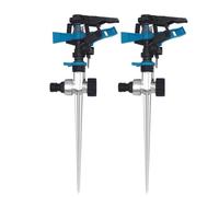 Holzsammlung 2 Pezzi Irrigatore da Giardino su Picchetto, Irrigatore a Pulsazione, 360 Gradi Robusto Irrigatore per Prato a Impatto Irrigatore per Innaffiare Le Piante Fiori Verdure (Nero)
