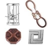 Holzsammlung 4 Pezzi Puzzle in Metallo, Rompicapo Metallo, Giochi Rompicapo,3D Giocattolo Educativo,Giocattolo Bambini e Ragazzi Intelligenza per Adulti e Bambini