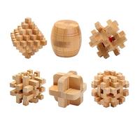 Holzsammlung 6 Pezzi Rompicapo in Legno, Giochi Mentali per il IQ, 3D Giocattolo Educativo Intelligenza, Giocattolo Bambini e Ragazzi Intelligenza per Adulti e Bambini #E