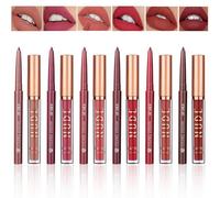 Holzsammlung 6 Rossetto Matte Lunga Durata Opaco + 6 Matita Labbra,Matte Liquid Lipgloss Rossetti Lunga Durata Impermeabile Set di Lucidalabbra da Donna#05