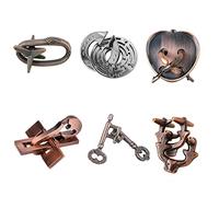 Holzsammlung 6pcs Rompicapo Metallo, Giochi Rompicapo Gioco Intelligenza, Rompicapi Giocattoli Educativo Metal IQ Puzzle Rompicapo Giocattolo Regalo per Adulti Adolescenti