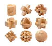 Holzsammlung 9 Pezzi Rompicapo in Legno, Giochi Mentali per il IQ, 3D Giocattolo Educativo Intelligenza, Giocattolo Bambini e Ragazzi Intelligenza per Adulti e Bambini #D
