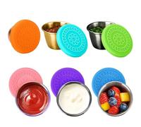 Holzsammlung Contenitori Acciaio Inox con Coperchio, 6PCS 2.4oz(70ml) Contenitori Piccoli per Alimenti Accessori per Cucina da Campeggio, Contenitore da Viaggio per Olio, Aceto, Sale, Pepe e Merenda