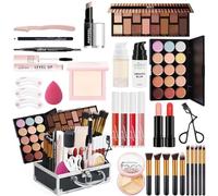 Holzsammlung Kit per il Trucco Completo, Kit Cosmetico per Principianti con Custodia, Set Regalo Trucco Tutto in Uno per Donna, Strumenti da Viaggio Ombretto Correttore Lucidalabbra per ragazze donna