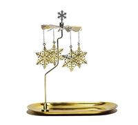 Holzsammlung Portacandela Rotante con Vassoio, Portacandele Oro Natalizi Romantico per Centrotavola, San Valentino, Matrimoni, Feste di Compleanno, Natale Decorazioni o Regalo - Fiocco di Neve