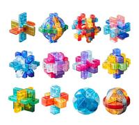 Holzsammlung Rompicapo 3D, 12 Pezzi Giocattoli Logica Brain Puzzle Game di Plastica Classico Educativi Gioco di Mente, IQ Test Mente Intelligenza Jigsaw Puzzle Brain Teaser Toy per Adolescenti, Adulti