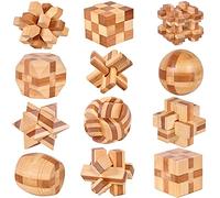 Holzsammlung Set da 12 Rompicapo Legno, Giochi Rompicapo Gioco Intelligenza, Classico Rompicapi Giocattoli di Legno 3D Puzzle Rompicapo Regalo per Adulti Bambini Adolescenti, Taglia Piccola 4.5cm