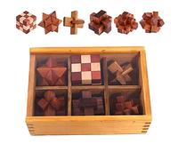 Holzsammlung Set da 6 Rompicapo Legno, Giochi Rompicapo Gioco Intelligenza, Classico Rompicapi Giocattoli di Legno 3D Puzzle Rompicapo Regalo per Adulti Bambini Adolescenti, Taglia Piccola 4.5cm