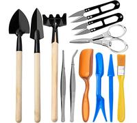 Holzsammlung Strumenti per Piantare in Vaso,12 Pezzi Mini Utensili da Giardino Kit Bonsai con Forbici, Trapiantare Tool Annaffiatoio etc, per la Cura di Piante in Miniatura in Interni