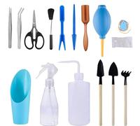 Holzsammlung Strumenti per Piantare in Vaso,16 Pezzi Mini Utensili da Giardino Kit Bonsai con Forbici, Trapiantare Tool Annaffiatoio etc, per la Cura di Piante in Miniatura in Interni