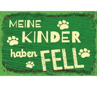 Holzschild 18x12 cm Meine Kinder haben Fell