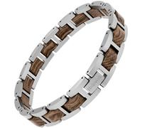 Holzwerk - Bracciale in legno naturale per uomo e donna, cinturino in legno, da uomo, marrone, zebra, regolabile, con accorciatore e scatola