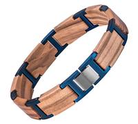 Holzwerk ELBSEE - Bracciale in legno naturale per uomo e donna, colore marrone e blu, regolabile, con accorciatore e scatola, Mittelgroße, Legno, Nessuna pietra preziosa