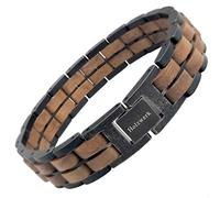Holzwerk KRIENSEE - Bracciale in legno naturale, per uomo e donna, colore marrone e nero, regolabile, con accorciatore e scatola