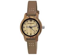 Holzwerk - Orologio da ragazza, realizzato a mano, per bambini, in pelle, per bambini, analogico, classico, al quarzo, colore marrone, marrone, cinghia