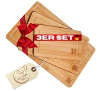Holzwurm Tagliere in bambù, set da 3 pezzi, tagliere in legno antibatterico, con scanalatura per succo, durevole e resistente