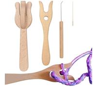 Holzzer Lucet Fork Crochet Kit - Set di attrezzi per intrecciare | Include forchette per maglieria e grande ago per gli occhi per la produzione di tappeti, artigianato dei cavi, braccialetti, fibre