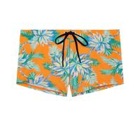HOM Boxer da Bagno Gigaro Swim Trunks, Stampa Floreale Sfondo Arancione, L Uomo
