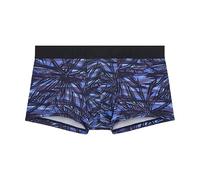 Hom Boxer Short Star Island Trunks da Uomo (Confezione da 1), Stampa Floreale su Sfondo a Righe in Camaieu Blu, XL