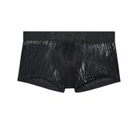 Hom Boxer Short Strip Trunks da Uomo (Confezione da 1), Velo Nero Stampa Geometrica Lucida Nero, M