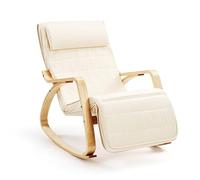 Hom&Com - Ergonomica Sedia a Dondolo - Con Poggiapiedi, Fauteuil Relax da Interno, Ideale per Mamma Allattamento, Salotto e Camera da Letto - 160 kg (Beige)