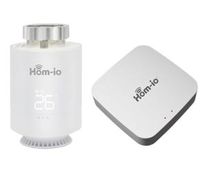 HOM-KIT-TERMOV2 Kit Valvole Termostatiche Smart WiFi, Testa Termostatica e Gateway Zigbee per Controllo Intelligente Riscaldamento, Compatibile Alexa e Google Home