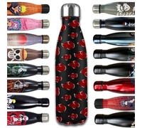Hômadict Naruto - Borraccia isotermica riutilizzabile in acciaio inox con nuvola Akatsuki, tenuta calda e fredda per 12 ore, per sport, viaggi, uso quotidiano, 500 ml, senza BPA, licenza ufficiale