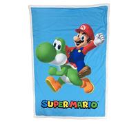 Homadict Plaid Sherpa Super Mario - 100 x 150 cm - Coperta in pile morbida e calda - Mario & Yoshi - Qualità elevata e confortevole, licenza ufficiale