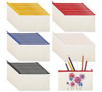 Homaisson 50 astucci in tela con cerniera per matite fai da te, 20,6 x 11,9 cm, astuccio da viaggio per articoli da toeletta, artigianato e articoli vari, bianco, Moda