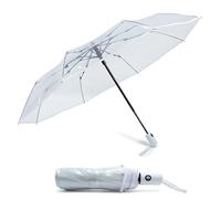 HOMAIX Ombrello pieghevole e compatto, apertura automatica, protezione solare anti-UV, resistente alla pioggia e al vento, ombrello da donna e da uomo, elegante e durevole, trasparente