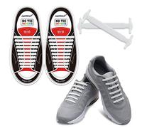 Homar No Tie Lacci per bambini e adulti - Impermeabile in silicone elastico piatto Laces Athletic, per scarpe da corsa, per Sneakerboots bordo e casual, con multicolore (Adult Size White)