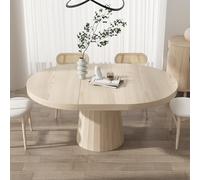 Homary Tavolo da pranzo ovale allungabile per 4-6, 160-200,7 cm, tavolo da cucina in legno Japandi espandibile con base a piedistallo, (calce)
