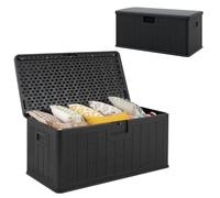 HOMASIS 378 L Baule da Esterno Impermeabile, Cassapanca Contenitore in HDPE con Coperchio Bloccabile, Armadio da Giardino per Interni ed Esterni, Portata di 200 kg, 130 x 64 x 59 cm (Grigio)