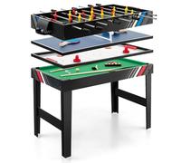 HOMASIS 4 in 1 Tavolo Multigioco con Calcio Balilla, Biliardo, Hockey da Tavolo e Ping Pong, Tavolo da Gioco in Legno per Bambini e Adulti con Accessori, Calcetto da Tavolo per Casa, Bar, Ufficio
