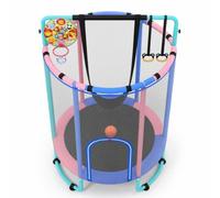 HOMASIS 6 in 1 Trampolino Elastico per Bambini | Tappeto Fitness da Salto per Interno e Esterno, con Altalena, Canestro, Bersaglio Freccette, Anelli e Sbarra da Ginnastica